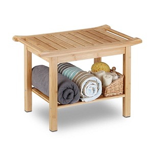 4052025209490 - Badezimmer Bank Bambus Sitzbank Bad Ablage Badhocker Holz HxBxT 45 x 66 x 40 cm Badezimmermöbel natur - Relaxdays 4052025209490 - Badezimmer Bank Bambus Sitzbank Bad Ablage Badhocker Holz HxBxT 45 x 66 x 40 cm Badezimmermöbel natur - Relaxdays