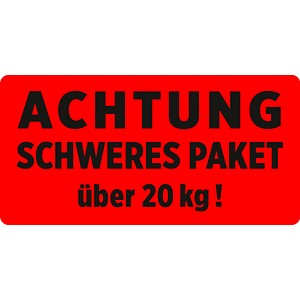 4004182172551 - 200 Warnetiketten rot »ACHTUNG SCHWERES PAKET über 20 kg!« 1000 x 500 mm 4004182172551 - 200 Warnetiketten rot »ACHTUNG SCHWERES PAKET über 20 kg!« 1000 x 500 mm