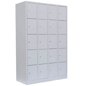4061815518537 - Schließfachschrank 520540 Metall 4 Abteile mit 20 Fächern abschließbar 117x180cm (BxH) lichtgrau 4061815518537 LÜLLMANN 4061815518537 - Schließfachschrank 520540 Metall 4 Abteile mit 20 Fächern abschließbar 117x180cm (BxH) lichtgrau 4061815518537 LÜLLMANN