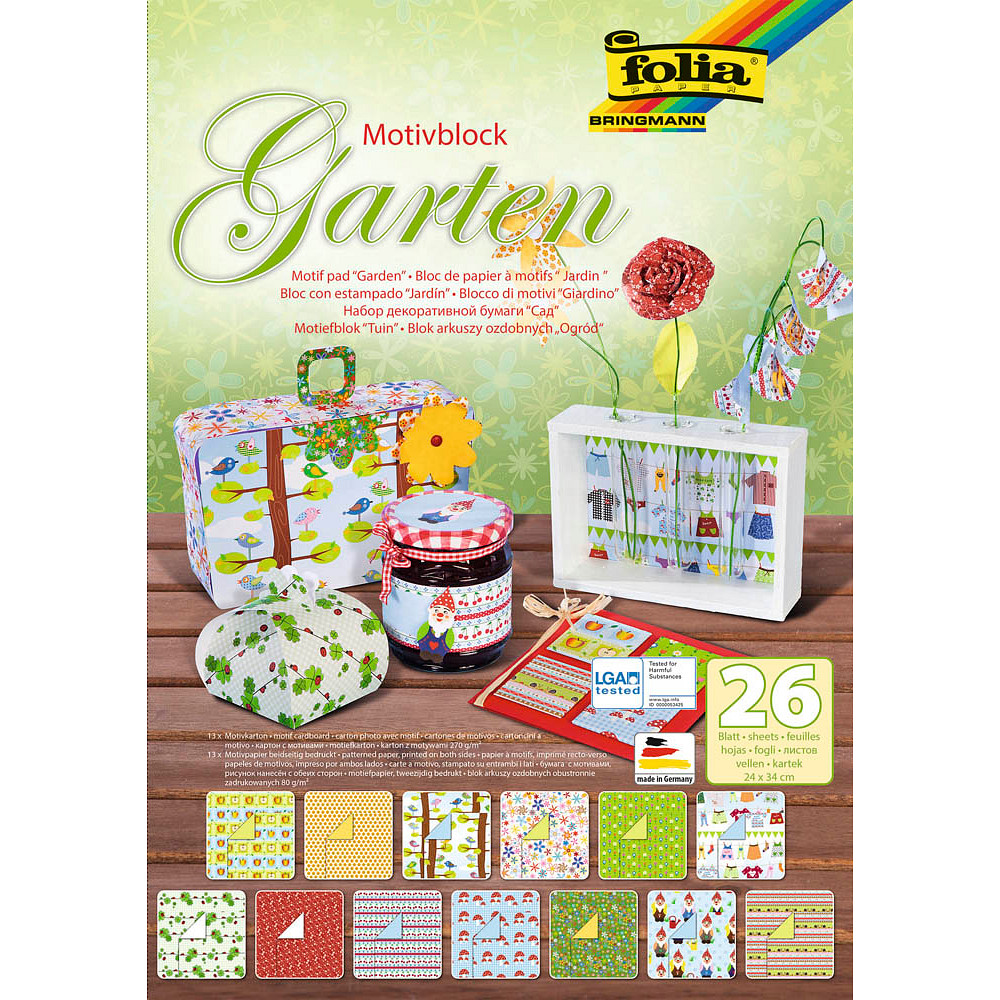 folia Motivblock Garten farbsortiert 80/270 g/qm 26 St. office discount