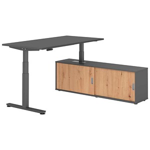4032062330029 - Schreibtischkombination XDSM 16 höhenverstellbar 63-127cm (H) 160x80cm (BxT) rechteckig graphit   graphit 4032062330029 Hamm