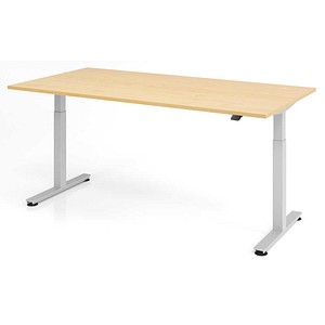 4032062176375 - Sitz-Steh-Schreibtisch VXMST2E 3 S elektrisch höhenverstellbar 72-119cm (H) 200cmx100cm (BxT) rechteckig ahorn   Silber 4032
