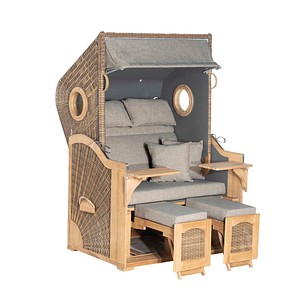 Sunny Smart® Strandkorb Rustikal 295 grau, teak Kunststoff, Holz