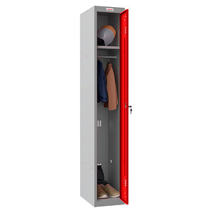5032548008335 - Persönliches Schließfach PL1130GRK bestehend aus 1-Spind und 1-Tür graues Gehäuse rote Tür mit Schlüsselschloss 5032548008335 - Persönliches Schließfach PL1130GRK bestehend aus 1-Spind und 1-Tür graues Gehäuse rote Tür mit Schlüsselschloss