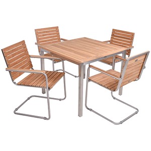4041908134554 - Sitzgruppe DENVER 11 silber Holz Metall 5-teilig 4041908134554 Garden Pleasure