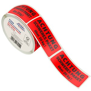4004182172551 - 200 Warnetiketten rot »ACHTUNG SCHWERES PAKET über 20 kg!« 1000 x 500 mm 4004182172551 - 200 Warnetiketten rot »ACHTUNG SCHWERES PAKET über 20 kg!« 1000 x 500 mm