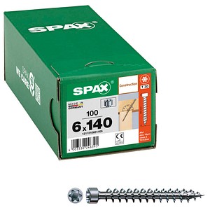 4003530246395 - Inforce 6 x 140 mm 100 Stück Vollgewinde Zylinderkopf t-star plus T30 4CUT wirox - 1211010601405 - Spax