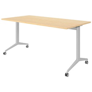 HAMMERBACHER Mehrzwecktisch ahorn rechteckig, T-Fuß-Gestell silber, 160,0 x 80,0 x 75,0 cm