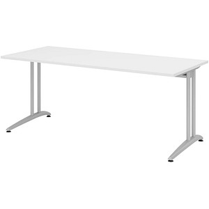 4032062118887 - HAMMERBACHER BS19 Schreibtisch weiß rechteckig C-Fuß-Gestell silber 1800 x 800 cm 4032062118887 - HAMMERBACHER BS19 Schreibtisch weiß rechteckig C-Fuß-Gestell silber 1800 x 800 cm