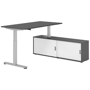 4032062329313 - VXMST16SB elektrisch höhenverstellbarer Schreibtisch grafit rechteckig T-Fuß-Gestell silber 1600 x 800 cm