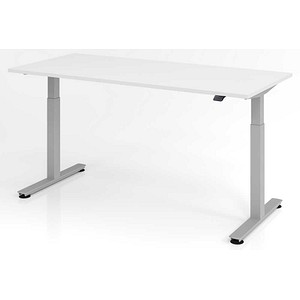 4032062153901 - Sitz-Steh-Schreibtisch VXMST19 W S elektrisch höhenverstellbar 72-119cm (H) 180cmx80cm (BxT) rechteckig weiß   Silber 403206