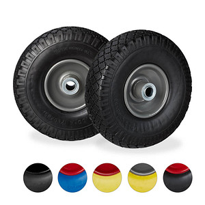 4052025932497 - 2x Sackkarrenrad pannensichere Vollgummireifen 300-4 Stahlfelge 20mm Achse 100kg 260x85mm schwarz-grau - Relaxdays