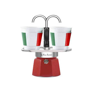 8006363030526 - 0 Mini Express - Espressokocher-Set - rot + 2 Becher in Italia-Design