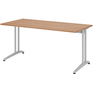 4032062015063 - Schreibtisch Ergonomic VBS16 N höhenverstellbar 72cm (H) 160x80cm (BxT) rechteckig nussbaum   Silber 4032062015063 Hammerbac