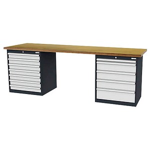 4057211002886 - Werkbank C-Line anthrazit RAL 7016 lichtgrau RAL 7035 12 Schubladen 2500 x 600 x 860 cm