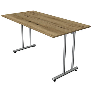 4044917441101 - Schreibtisch Smart office 11188255 65-130cm (H) 140x70cm (BxT) rechteckig eiche   silber 4044917441101 Kerkmann