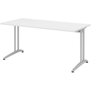 4032062118863 - HAMMERBACHER BS16 Schreibtisch weiß rechteckig C-Fuß-Gestell silber 1600 x 800 cm