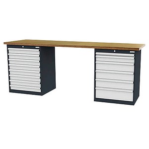 4057211002893 - Werkbank C-Line anthrazit RAL 7016 lichtgrau RAL 7035 14 Schubladen 2500 x 600 x 960 cm 4057211002893 - Werkbank C-Line anthrazit RAL 7016 lichtgrau RAL 7035 14 Schubladen 2500 x 600 x 960 cm