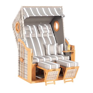 Sunny Smart® Strandkorb Rustikal 34 Z hellgrau, taupe, weiß, teak Kunststoff, Holz