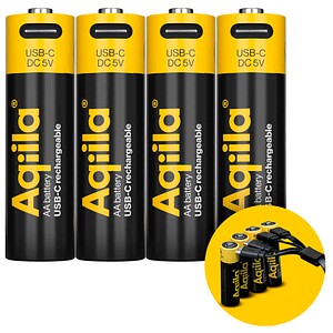 AQIILA C520H PRO - Li-Ion-Akku, AA (Mignon), 2000 mAh, 1,5 V, USB-C, 4er-Pack