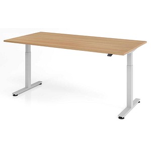 4032062176405 - HAMMERBACHER XMST2E elektrisch höhenverstellbarer Schreibtisch eiche rechteckig T-Fuß-Gestell silber 2000 x 1000 cm