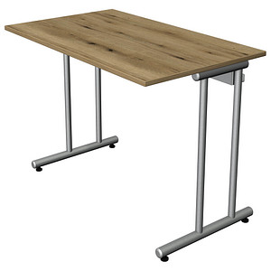 4044917441040 - Schreibtisch Smart office 11187655 75cm (H) 100cmx60cm (BxT) rechteckig eiche   Silber 4044917441040 Kerkmann