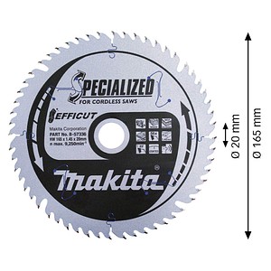 0088381518420 - Efficut - Kreissägeblatt - für Holz Metall Kunststoff Laminat mitteldichte Holzfaserplatte (MDF) melamine - 165 mm - 56 Zähne (B-57336)