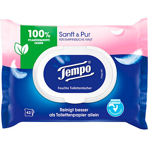 Tempo Feuchtes Toilettenpapier Sanft & Pur 1-lagig, 42 Tücher