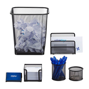 4052025953096 - Schreibtisch Organizer 6er Set Ablage Visitenkarten Zettelbox Briefablage Stifteköcher Mülleimer schwarz - Relaxdays