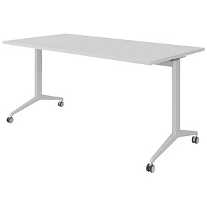 HAMMERBACHER Mehrzwecktisch lichtgrau rechteckig, T-Fuß-Gestell silber, 160,0 x 80,0 x 75,0 cm