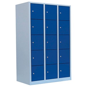 4061815519954 - Schließfachschrank 523531 Metall 3 Abteile mit 15 Fächern abschließbar 1185x180cm (BxH) blau 4061815519954 523531