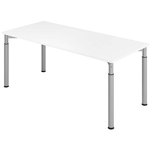 4032062184004 - VERA-ZWO - Schreibtisch mit 4-Fuß-Gestell höhenverstellbar Tiefe 800 mm Breite 1800 mm weiß   alusilber kaiserkraft