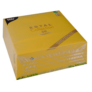 4002911116098 - Servietten Royal Collection 400 x 400 mm mit ¼-Falz kompostierbar FSC®-zertifiziertes Papier in Stoffoptik gelb 5 x 50 Stück