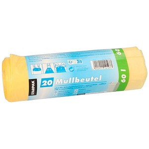 4002911141977 - Müllbeutel mZugband HDPE 60 L gelb 71x645cm 4002911141977 20 Stück