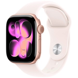 0195950631586 - Apple Watch Series 11 GPS 42mm Rose Gold Aluminium Case mit Blassrosa Sport Band - M L