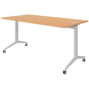 HAMMERBACHER Mehrzwecktisch buche rechteckig, T-Fuß-Gestell silber, 160,0 x 80,0 x 75,0 cm
