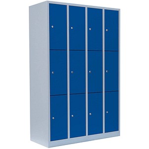 4061815517721 - Schließfachschrank 520341 Metall 4 Abteile mit 12 Fächern abschließbar 117x180cm (BxH) blau 4061815517721 LÜLLMANN 4061815517721 - Schließfachschrank 520341 Metall 4 Abteile mit 12 Fächern abschließbar 117x180cm (BxH) blau 4061815517721 LÜLLMANN