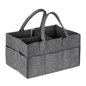 4052025902025 - Baby Windel Caddy 11 Fächer entnehmbare Trenner tragbar Filztasche Auto Wickeltisch Organizer dunkelgrau - Relaxdays