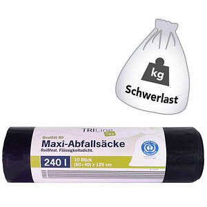 TRILine® Schwerlastsäcke 240,0 l schwarz 60,0 µm, 10 St.