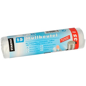 4002911120774 - PAPSTAR Müllsäcke 35 L Tragegriff Transparent HDPE (Hochdichtes Polyethylen) Tragegriff 15 Stück 4002911120774 - PAPSTAR Müllsäcke 35 L Tragegriff Transparent HDPE (Hochdichtes Polyethylen) Tragegriff 15 Stück