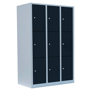 4061815519213 - Schließfachschrank 523338 Metall 3 Abteile mit 9 Fächern abschließbar 1185x180cm (BxH) anthrazit 4061815519213 LÜLLMANN 4061815519213 - Schließfachschrank 523338 Metall 3 Abteile mit 9 Fächern abschließbar 1185x180cm (BxH) anthrazit 4061815519213 LÜLLMANN