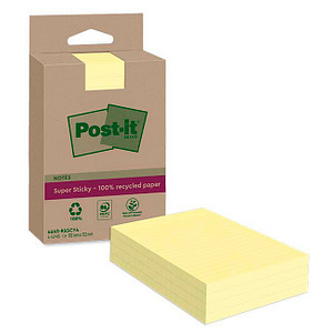 4064035142858 - Post-it Super Sticky Recycelte Haftnotizen Kanariengelb Liniert 102 x 152 mm Packung mit 4 Blöcken à 45 Blatt 4064035142858 - Post-it Super Sticky Recycelte Haftnotizen Kanariengelb Liniert 102 x 152 mm Packung mit 4 Blöcken à 45 Blatt