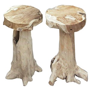 4041908121950 - Barhocker Surga Wurzelteak natur 2er-Set ø 40 x ø 40 x 76 cm - Garden Pleasure