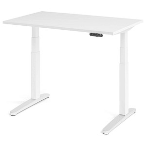 Hammerbacher Sitz-Steh-Schreibtisch VXBHM, elektrisch höhenverstellbar, 129cm (H), 120x80cm (BxT), weiß / weiß 4032062168493 Hammerbacher 3 Stück