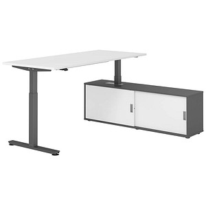 4032062334201 - VXMST19SB elektrisch höhenverstellbarer Schreibtisch weiß rechteckig T-Fuß-Gestell grau 1800 x 800 cm