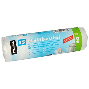 4002911120880 - PAPSTAR Müllsäcke 60 L Tragegriff Transparent HDPE (Hochdichtes Polyethylen) Tragegriff 15 Stück 4002911120880 - PAPSTAR Müllsäcke 60 L Tragegriff Transparent HDPE (Hochdichtes Polyethylen) Tragegriff 15 Stück