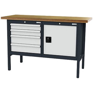 4057211003043 - Werkbank C-Line anthrazit RAL 7016 lichtgrau RAL 7035 4 Schubladen 1500 x 600 x 960 cm