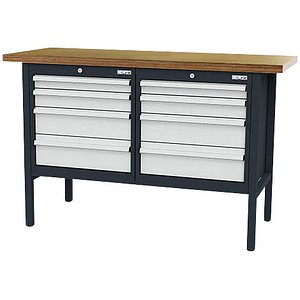 4057211003067 - Werkbank C-Line anthrazit RAL 7016 lichtgrau RAL 7035 8 Schubladen 1500 x 600 x 960 cm