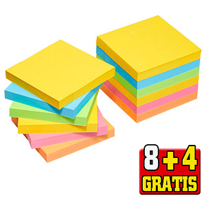 8 + 4 GRATIS: Post-it® Carnival Haftnotizen extrastark farbsortiert 8 Blöcke + GRATIS 4 Blöcke