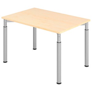 4032062183717 - VERA-ZWO - Schreibtisch mit 4-Fuß-Gestell höhenverstellbar BxT 1200 x 800 mm Platte Ahorn-Dekor Gestell alusilber 4032062183717 - VERA-ZWO - Schreibtisch mit 4-Fuß-Gestell höhenverstellbar BxT 1200 x 800 mm Platte Ahorn-Dekor Gestell alusilber